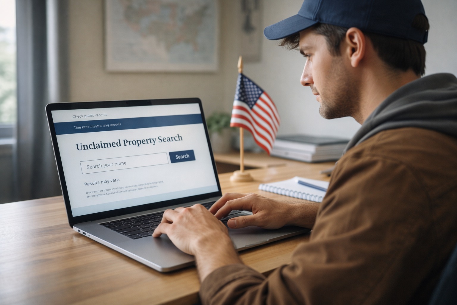 Illustration of a person searching for unclaimed money